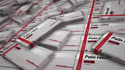 Videohive - Pain relief and painkiller tablets pack production loopable seamless - 33392190 - 33392190