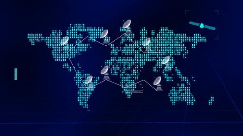 Videohive - World Map With Radio Telescopes - 33393305 - 33393305