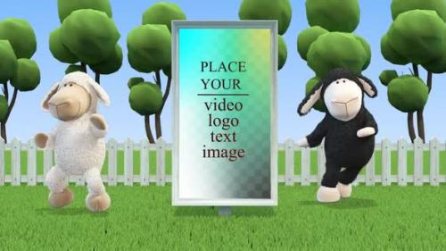 Videohive - Sheep dancing near to vertical photo frame - 33393562 - 33393562