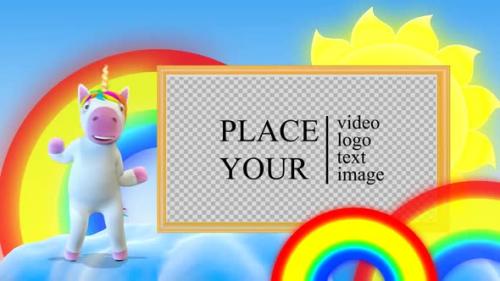 Videohive - Unicorn dancing near to horizontal photo frame - 33396897 - 33396897