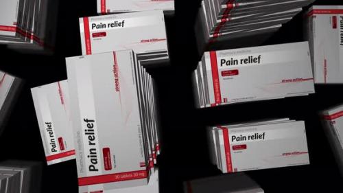 Videohive - Pain relief and painkiller tablets pack loop animation - 33402069 - 33402069