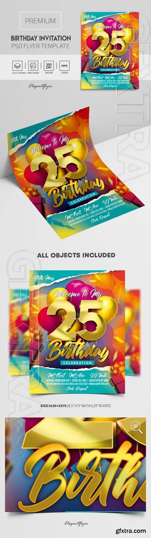 Premium Birthday Invitation PSD Template