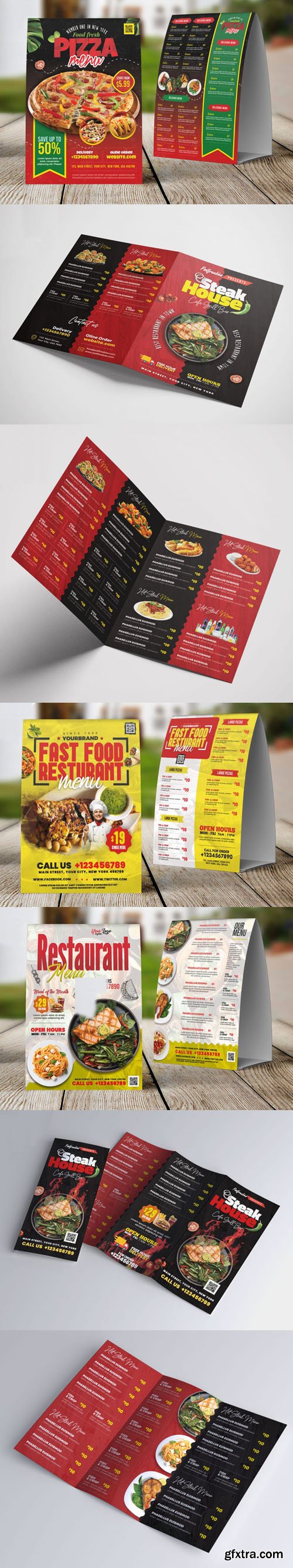 5 Different Restaurant Food Menu PSD Templates