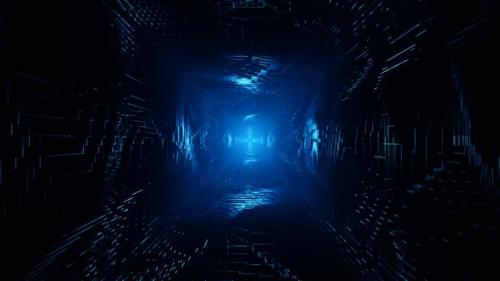 Videohive - Flight Into Cosmic Web Structure, Neon Blue Sci-fi Tunnel - 33405574 - 33405574