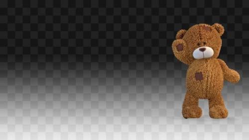 Videohive - Teddy Bear Comes Out From The Right Side Of The Screen And Greeting - 33418539 - 33418539