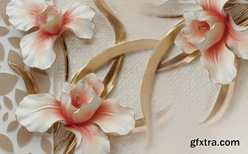 3d embossed orchid background wall decorative painting