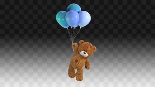 Videohive - Teddy Bear Flies On Blue Balloons - 33421911 - 33421911