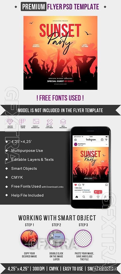 Sunset Party PSD Flyer Template