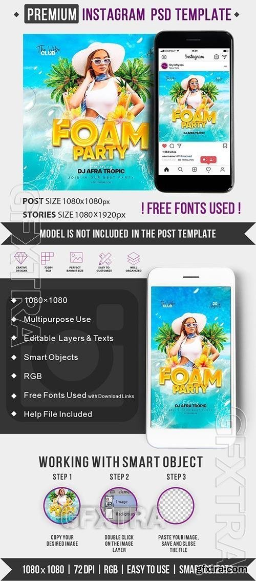 Foam Party PSD Instagram Post and Story Template