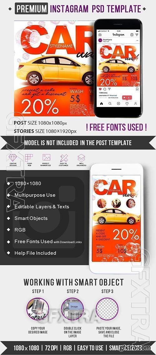 Сar Wash PSD Instagram Post and Story Template