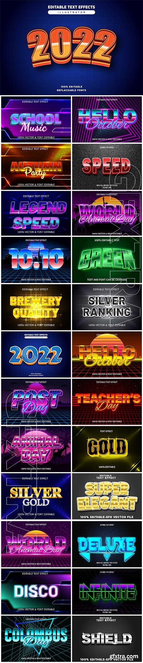 Collection 3d editable text style effect vector vol 872