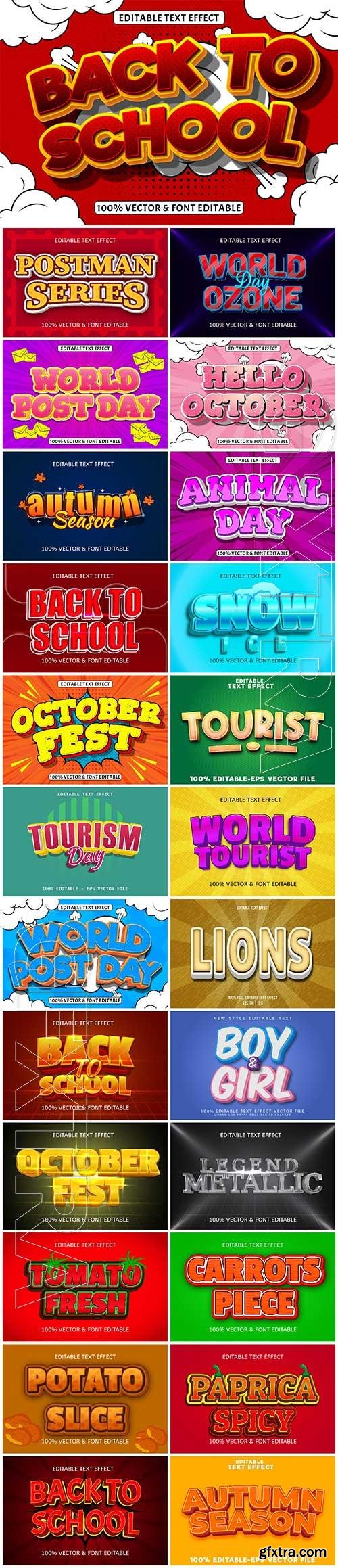 Collection 3d editable text style effect vector vol 870