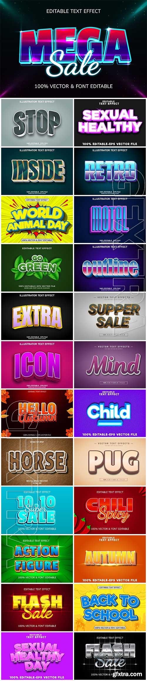 Collection 3d editable text style effect vector vol 869