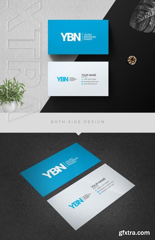 AdobeStock Business Card Layout with Blue Accents 204272823