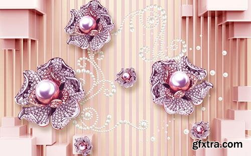 Purple jewelry flower european tv background wall