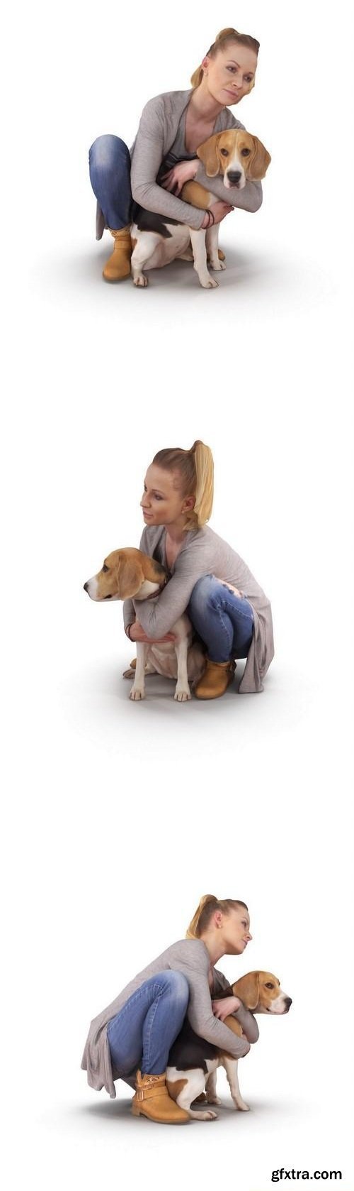 Girl With Beagle 3D model