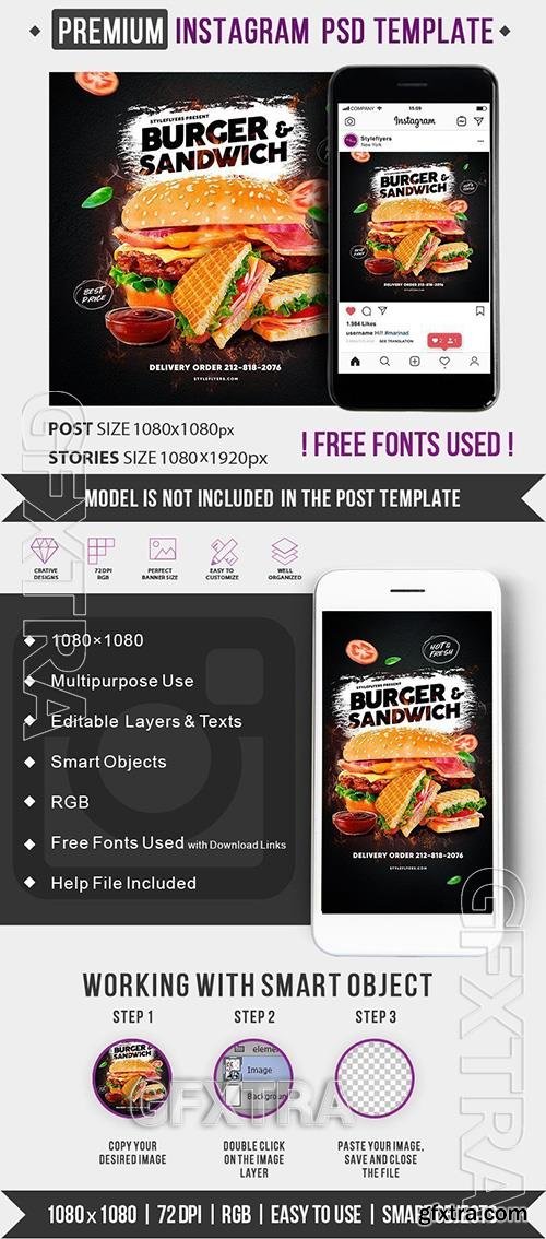 Burger & Sandwich PSD Instagram Post and Story Template