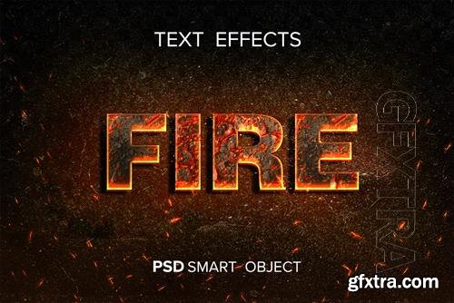 Fire text effect photoshop with flying spark Premium Psd