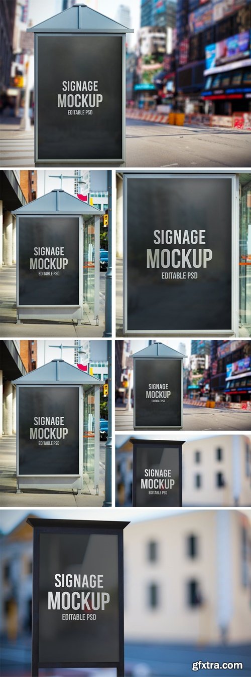 Bus Stop Billboard Mockup Set