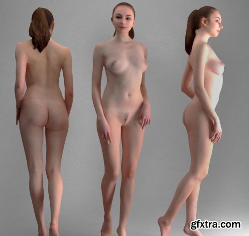 Naked Girl Walking 3D Model