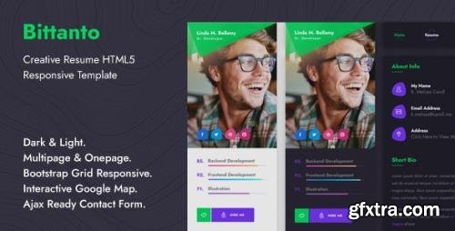 ThemeForest - Bittanto v1.0 - Creative Resume HTML5 Responsive Template - 31529354