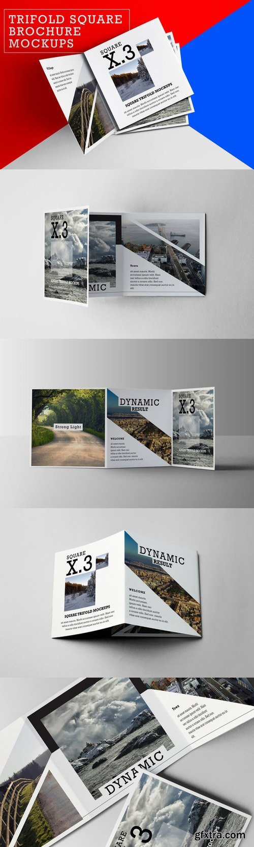 CM - Trifold Square Brochure Mockups 339108