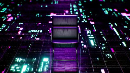 Videohive - Black Chair on the Cyberspace Background Loop 4K - 33429133 - 33429133