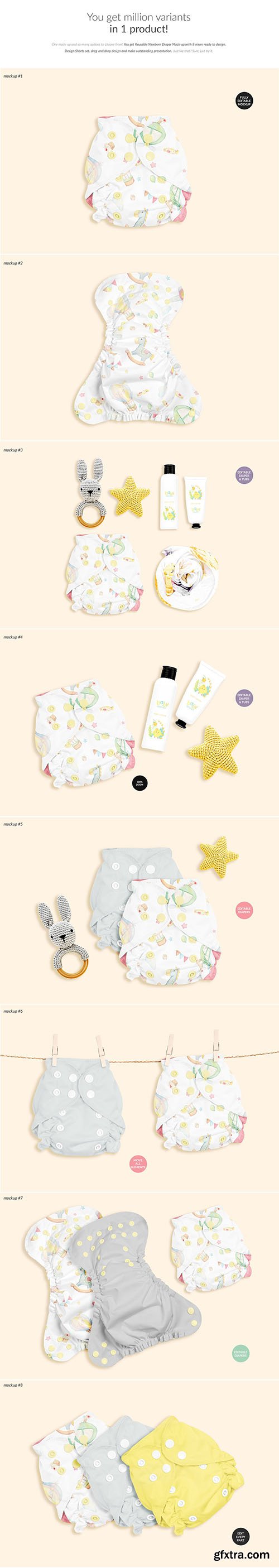 CreativeMarket - Newborn Diaper 8x Mock-ups 6333192