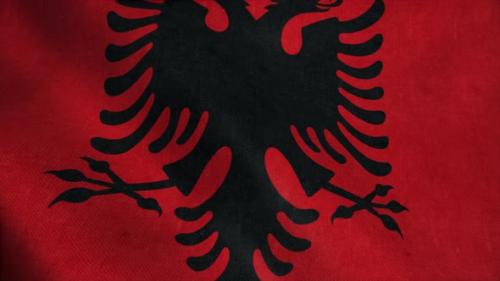 Videohive - Flag of Albania Waving in Slow Motion with Cloth Texture Footage - 33507708 - 33507708