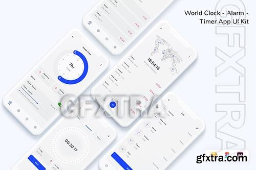 World Clock - Alarm - Timer App UI Kit 67WZGXB