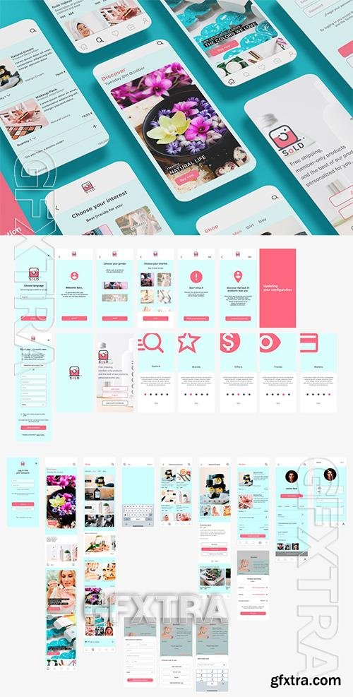 Beauty & Makeup Blue eCommerce App UI Kit Shop UVCFT6Z