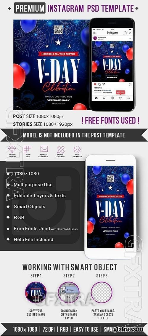 V-day PSD Instagram Post and Story Template 
