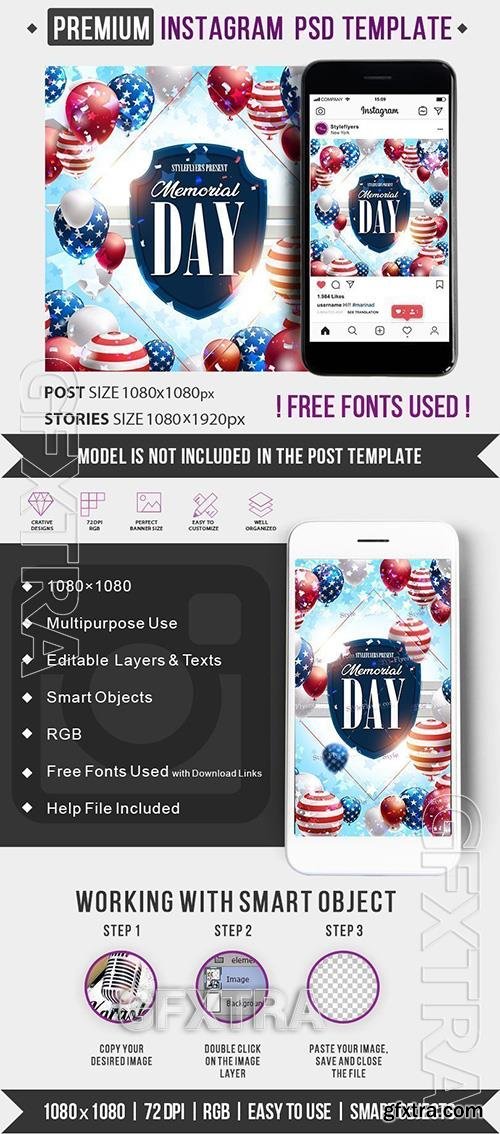 Memorial day PSD Instagram Post and Story Template