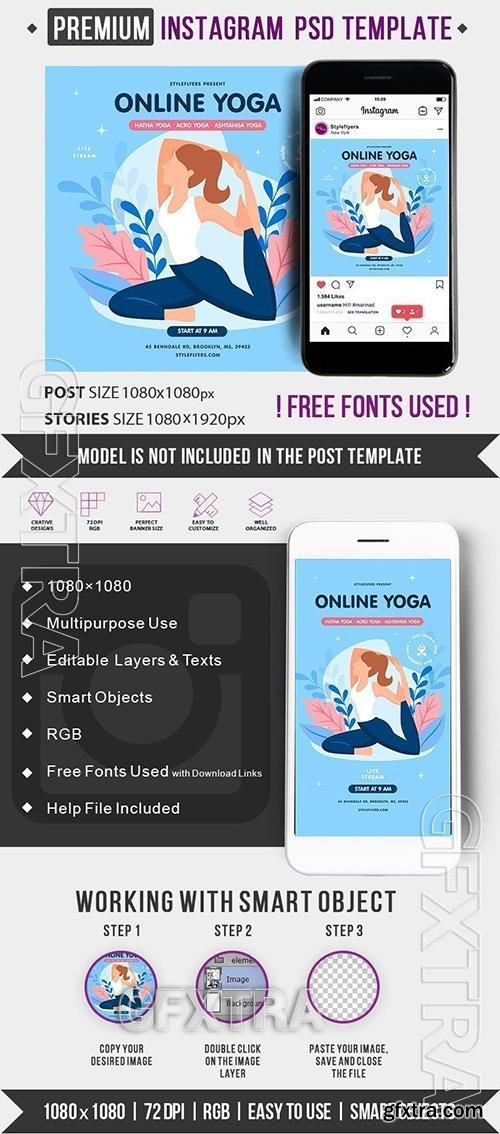 Online Yoga PSD Instagram Post and Story Template