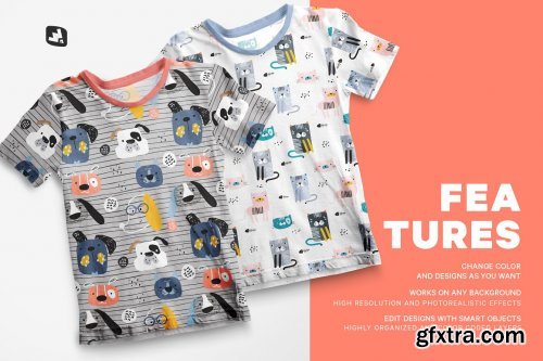 Top view Boy’s Summer Tshirt Mockup 4737638