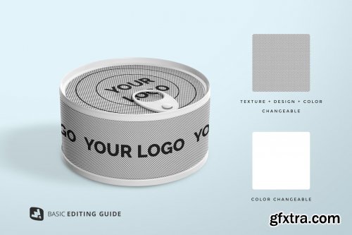 CreativeMarket - Circular Can Food Packaging Mockup 4827017