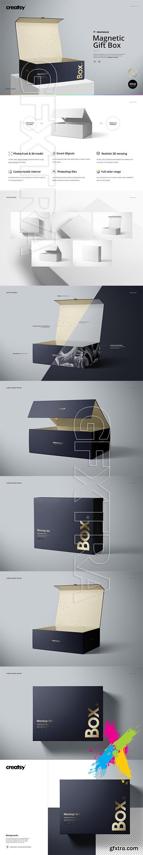 CreativeMarket - Magnetic Gift Box Mockup Set 3901021