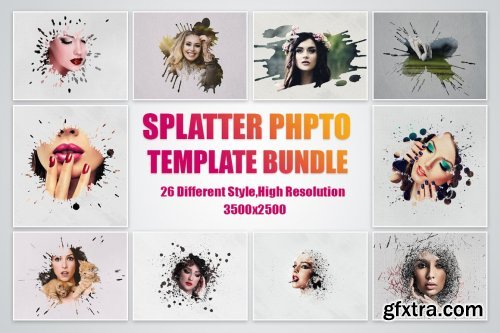 CreativeMarket - SPLATTER PHOTO TEMPLATE BUNDLE 4957159