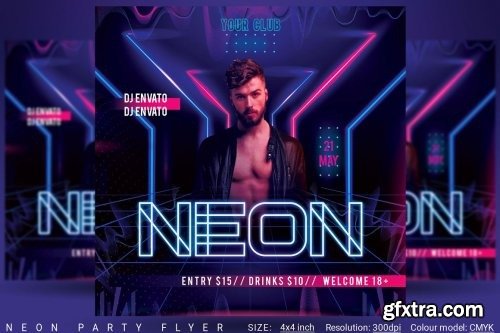 CreativeMarket - Neon Party Flyer 4592786