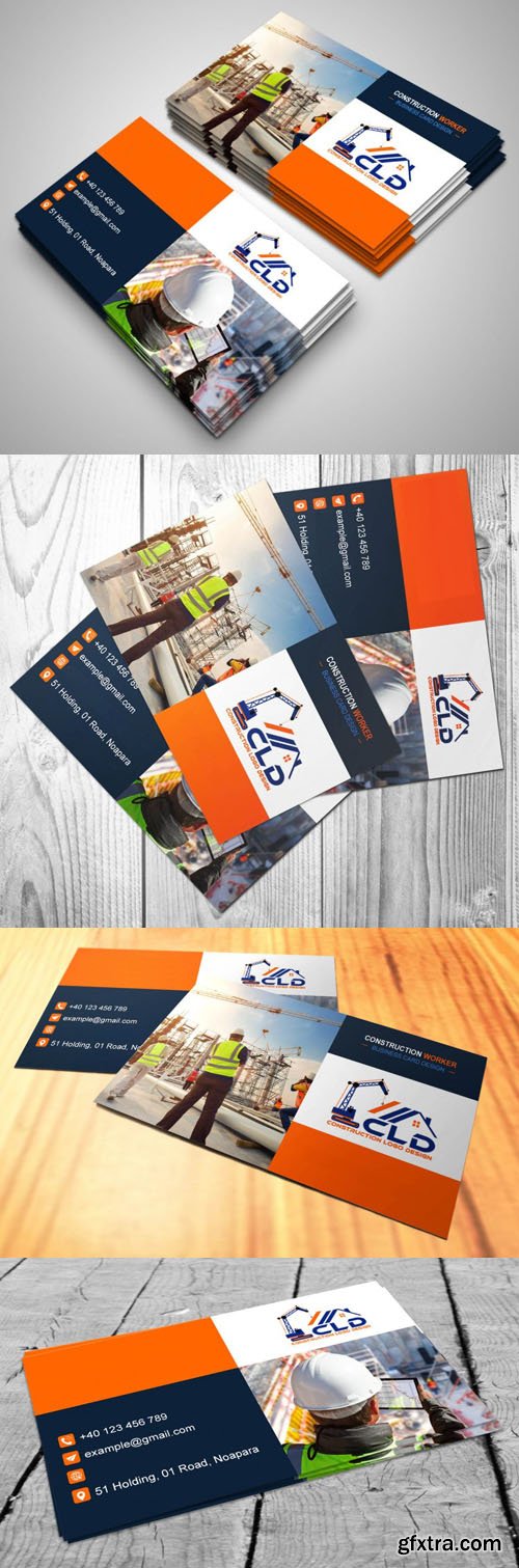 Construction Business Card PSD Design Template