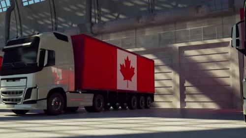 Videohive - Cargo Trucks with Canada Flag - 33547184 - 33547184