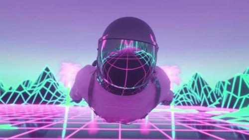 Videohive - Astronaut Surrounded By Flashing Neon Lights - 33547245 - 33547245