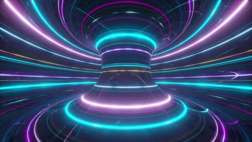 Videohive - Abstract Futuristic Neon Background with Rotating Glowing Lines Speed of Light Ultraviolet Rays - 33547309 - 33547309