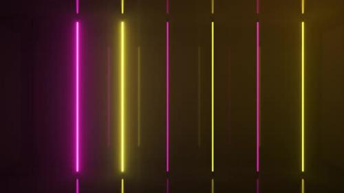 Videohive - Neon Halogen Rainbow Yellow Pink Lamps Glow with Futuristic Bright Reflections - 33547399 - 33547399