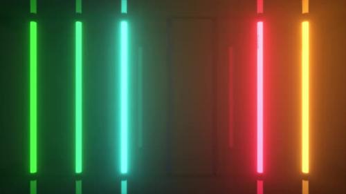 Videohive - Neon Halogen Rainbow Multicolored Lamps Glow with Futuristic Bright Reflections - 33547416 - 33547416