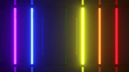 Videohive - Neon Halogen Rainbow Multicolored Lamps Glow with Futuristic Bright Reflections - 33547424 - 33547424