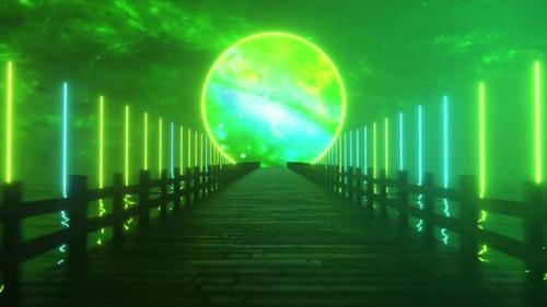 Videohive - Flying Along the Endless Wooden Bridge Across the Ocean to His Dream - 33547519 - 33547519
