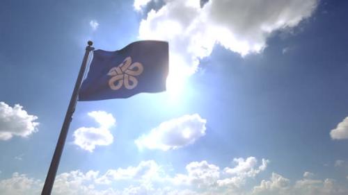 Videohive - Fukuoka Prefecture Flag (Japan) on a Flagpole V4 - 33548822 - 33548822