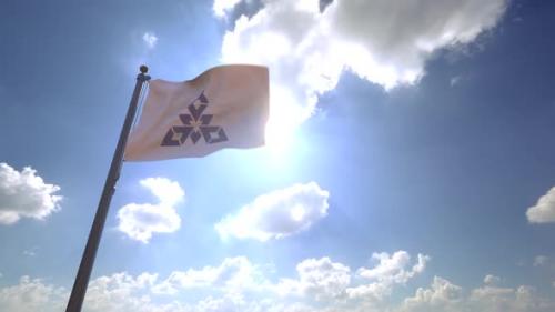 Videohive - Fukuoka City Flag (Japan) on a Flagpole V4 - 33548823 - 33548823