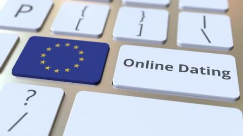 Videohive - Online Dating Text and Flag of the European Union on the Keyboard - 33548941 - 33548941